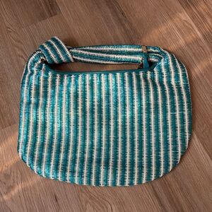 Anthropologie Blue and White Striped Shoulder Bag